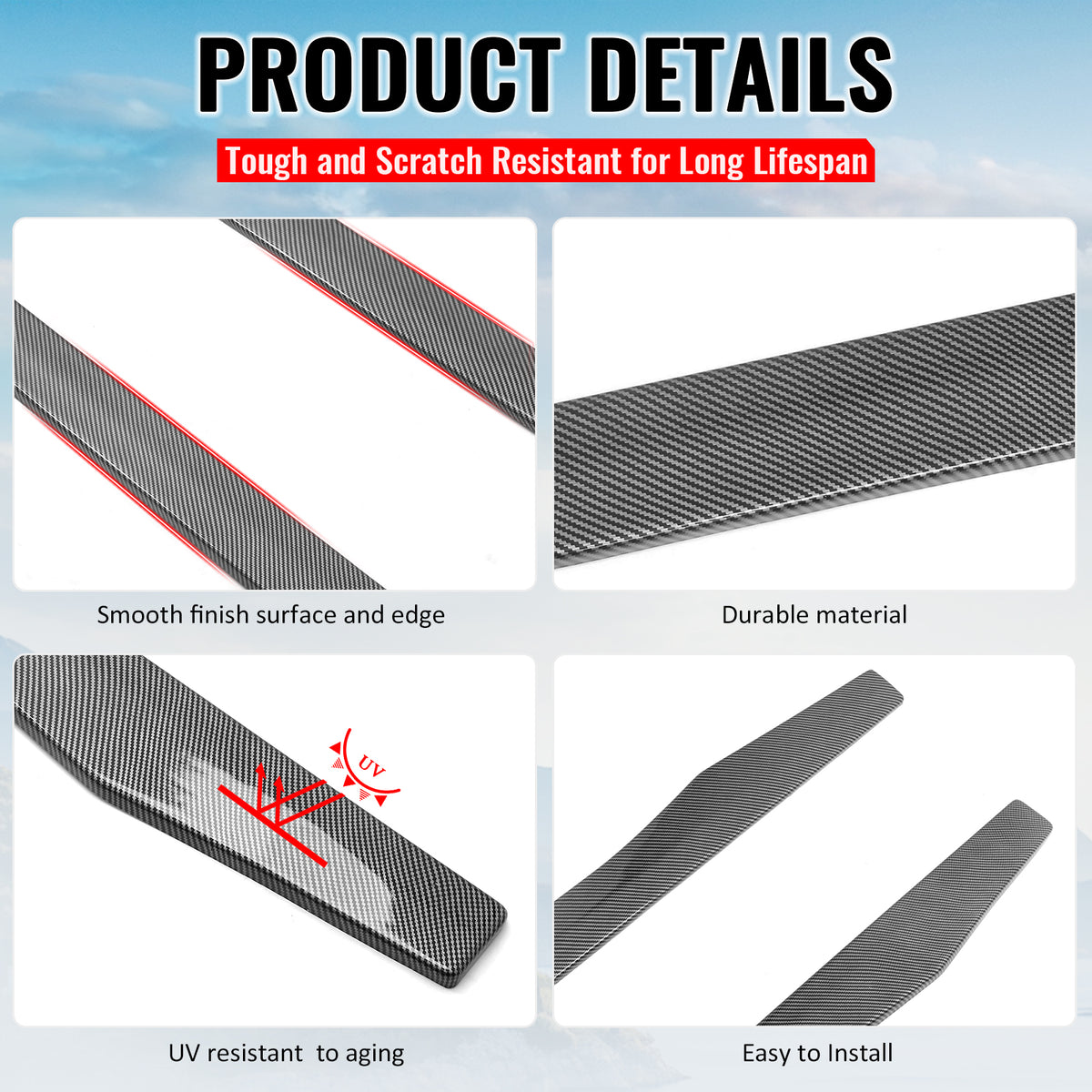 Fits 15-22 Mercedes-Benz C-Class CMT Style Side Skirts Carbon Fiber Print ABS
