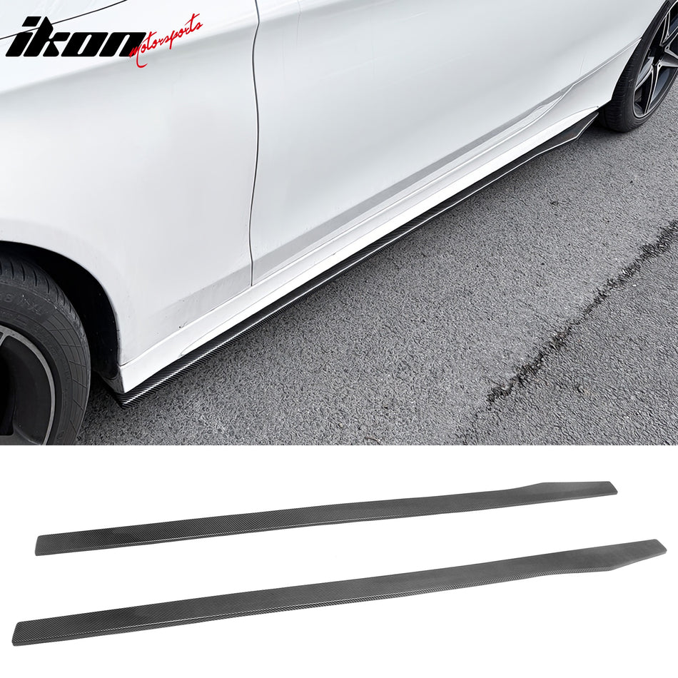 2015-2022 Benz C-Class CMT Style Side Skirts Rocker Panels Extension Carbon Fiber Print ABS Pair