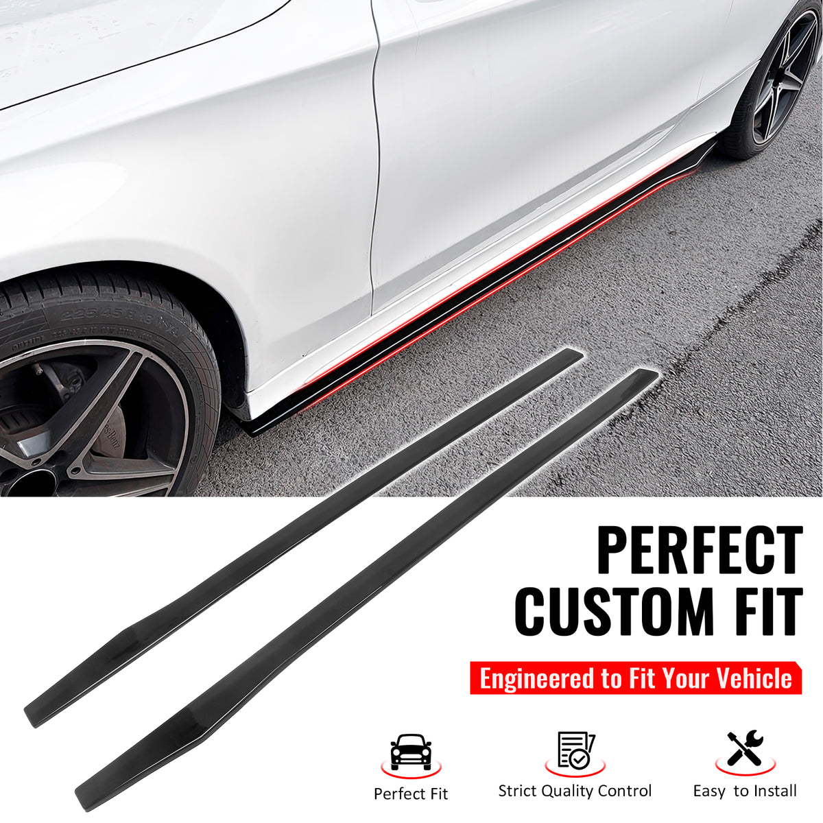 Fit 2015-2021 Benz C-Class Side Skirts Extension Gloss Black