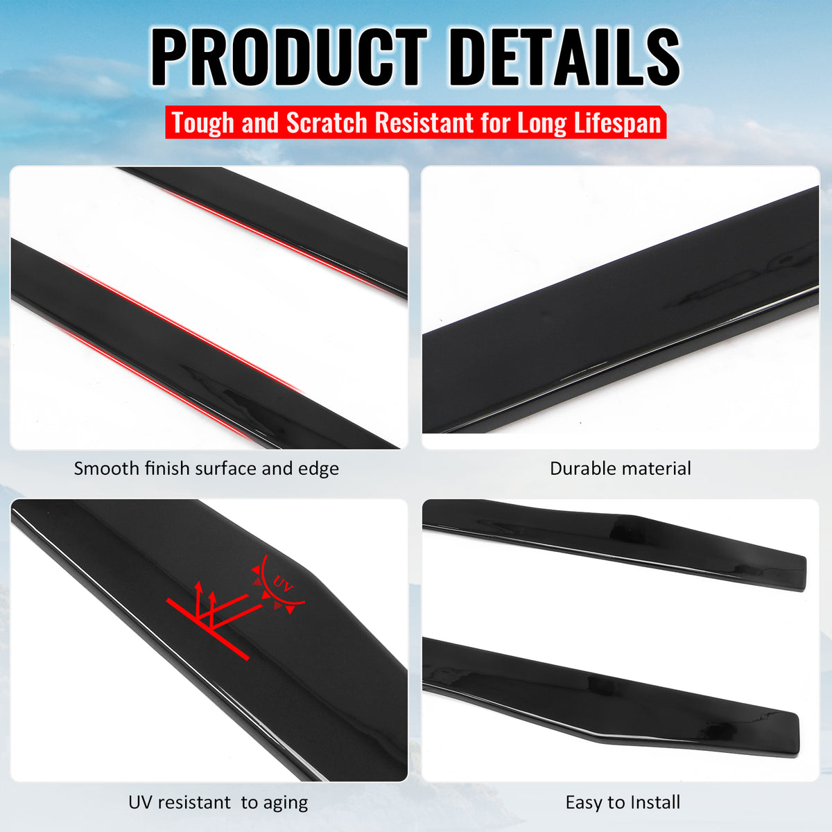 Fits 15-22 Mercedes-Benz C-Class CMT Style Side Skirts Extension Gloss Black ABS