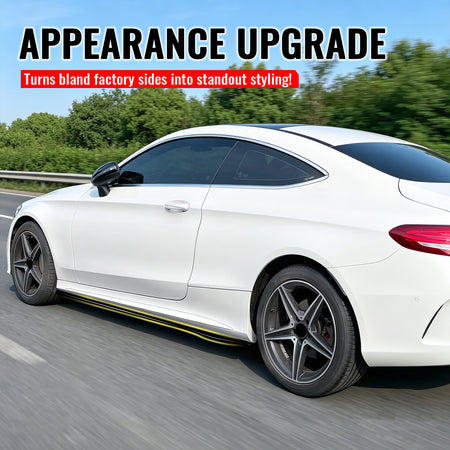 Fits 15-22 Mercedes-Benz C-Class CMT Style Side Skirts Extension Gloss Black ABS
