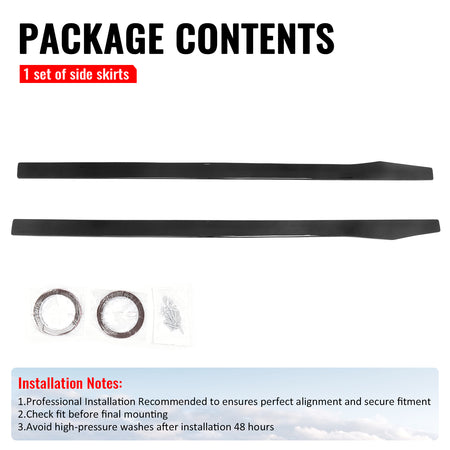 Fits 15-22 Mercedes-Benz C-Class CMT Style Side Skirts Extension Gloss Black ABS