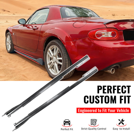 IKON MOTORSPORTS, Side Skirts Extension Compatible with 2009-2015 Mazda MX-5 Miata, IKON Style Carbon Fiber Print ABS Add On Rocker Panel Splitter Side Underbody Spoiler 2PCS