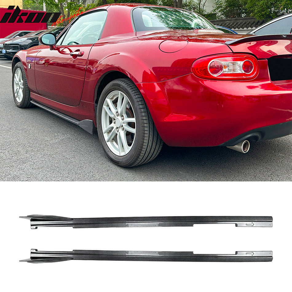 2009-2015 Mazda MX-5 Miata IKON Style Side Skirts Panels Carbon Fiber Print ABS
