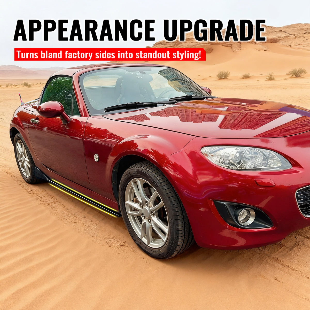 Fits 09-15 Mazda MX-5 Miata IKON Style Side Skirts Gloss Black Rocker Panels ABS