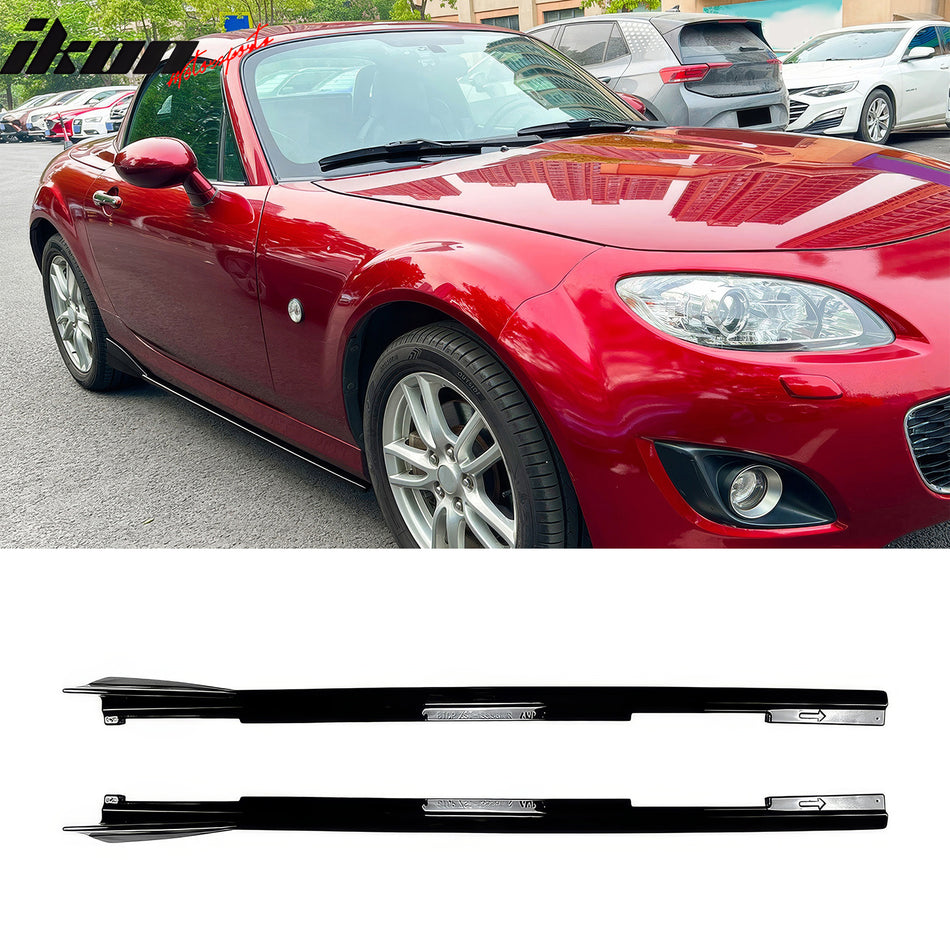 2009-2015 Mazda MX-5 Miata IKON Style Side Skirts Gloss Black Rocker Panels ABS