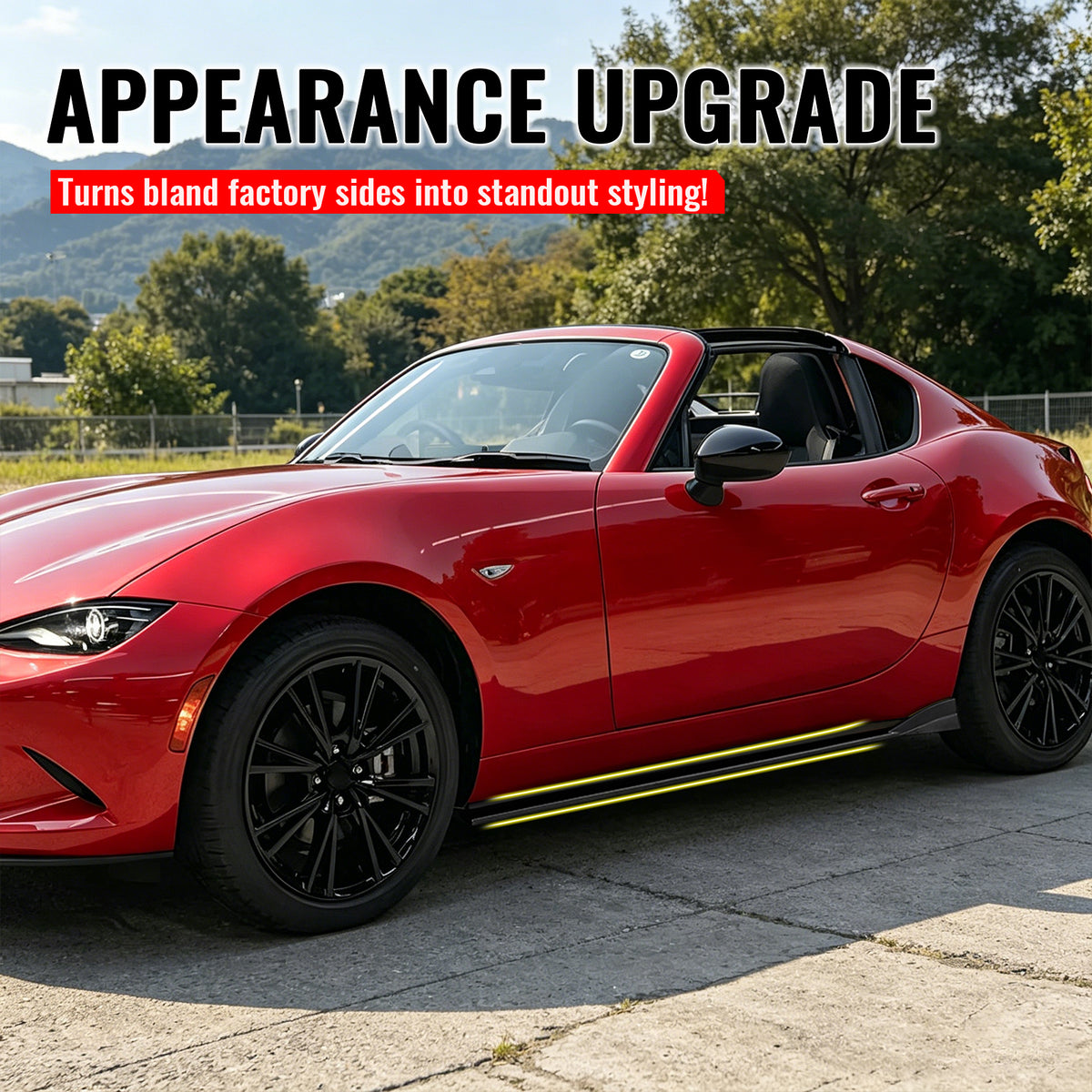 For 16-26 Mazda MX-5 Miata Gloss Black IKON Style Side Skirts Extension ABS Pair