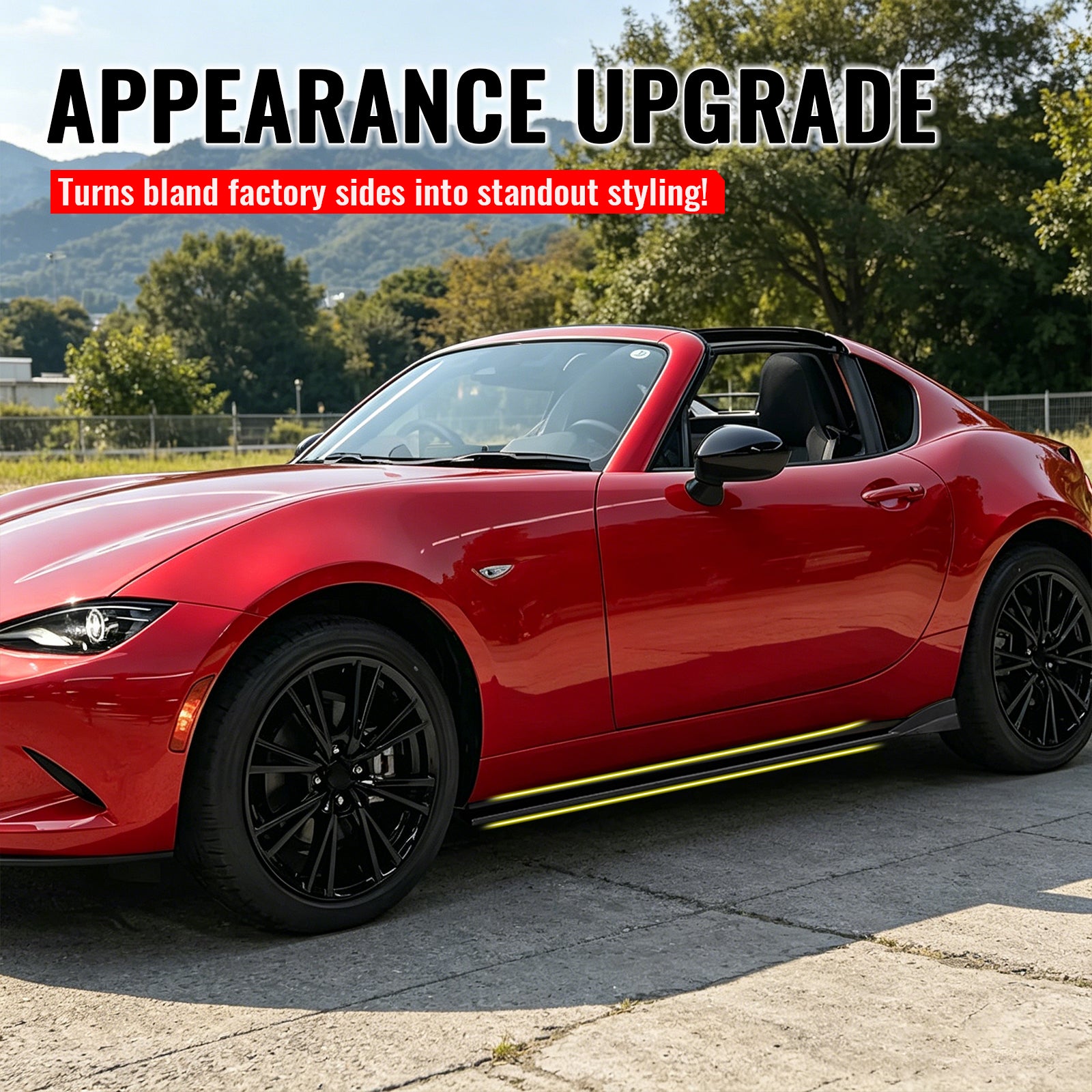 For 16-26 Mazda MX-5 Miata Gloss Black IKON Style Side Skirts Extension ABS Pair