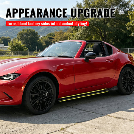 For 16-26 Mazda MX-5 Miata Gloss Black IKON Style Side Skirts Extension ABS Pair