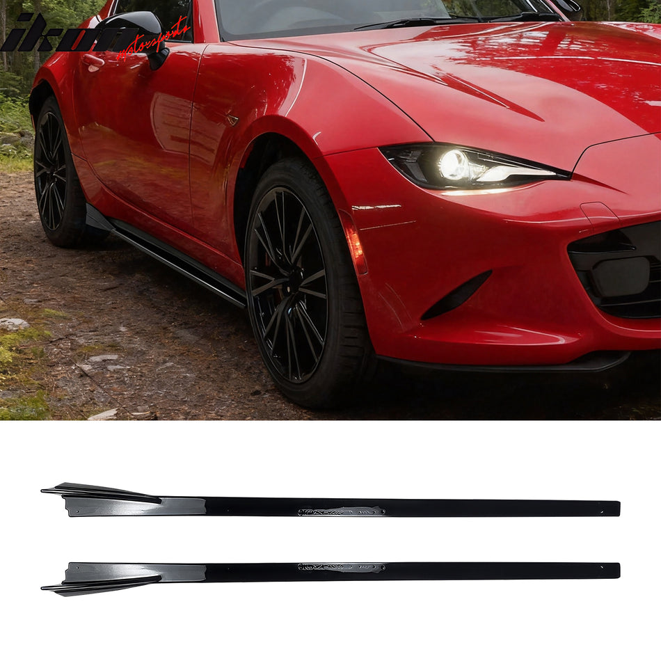 2016-2026 Mazda MX-5 Miata Gloss Black IKON Style Side Skirts Extension ABS Pair