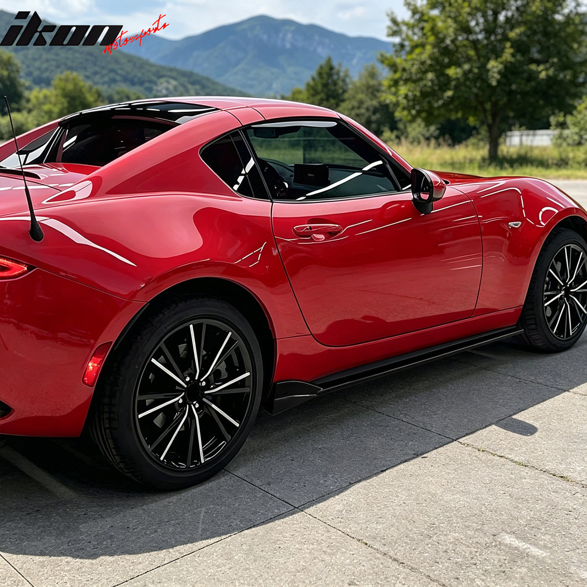 For 16-26 Mazda MX-5 Miata Gloss Black IKON Style Side Skirts Extension ABS Pair