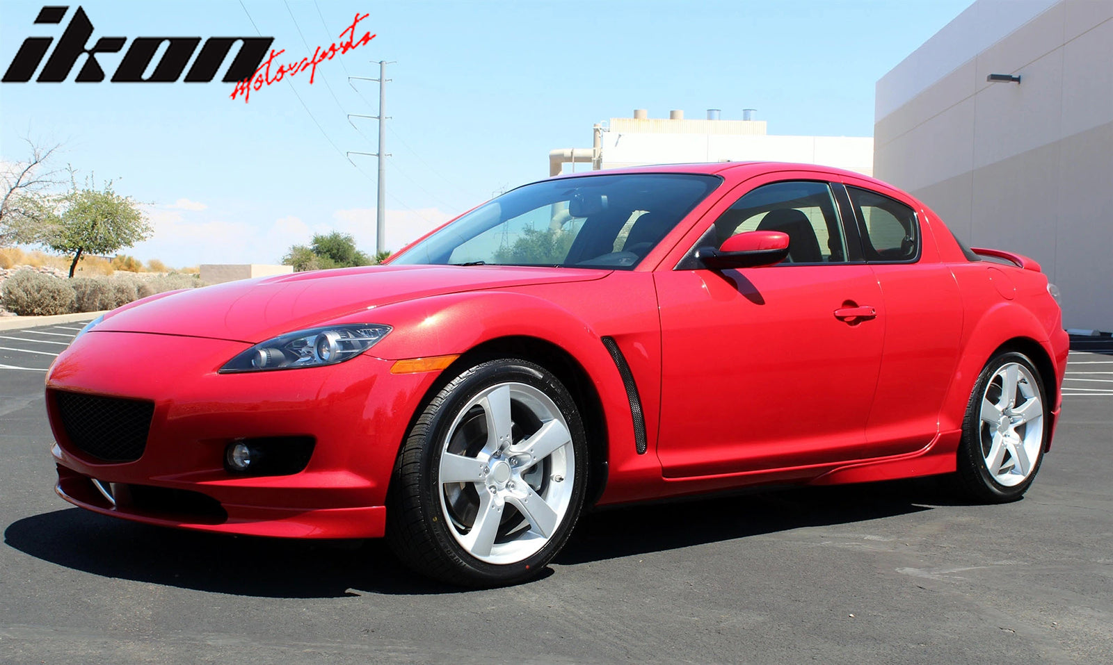 Side Skirts Compatible With 2004-2010 MAZDA RX8, PU Side Bottom Line Extension by IKON MOTORSPORTS, 2005 2006 2007 2008 2009