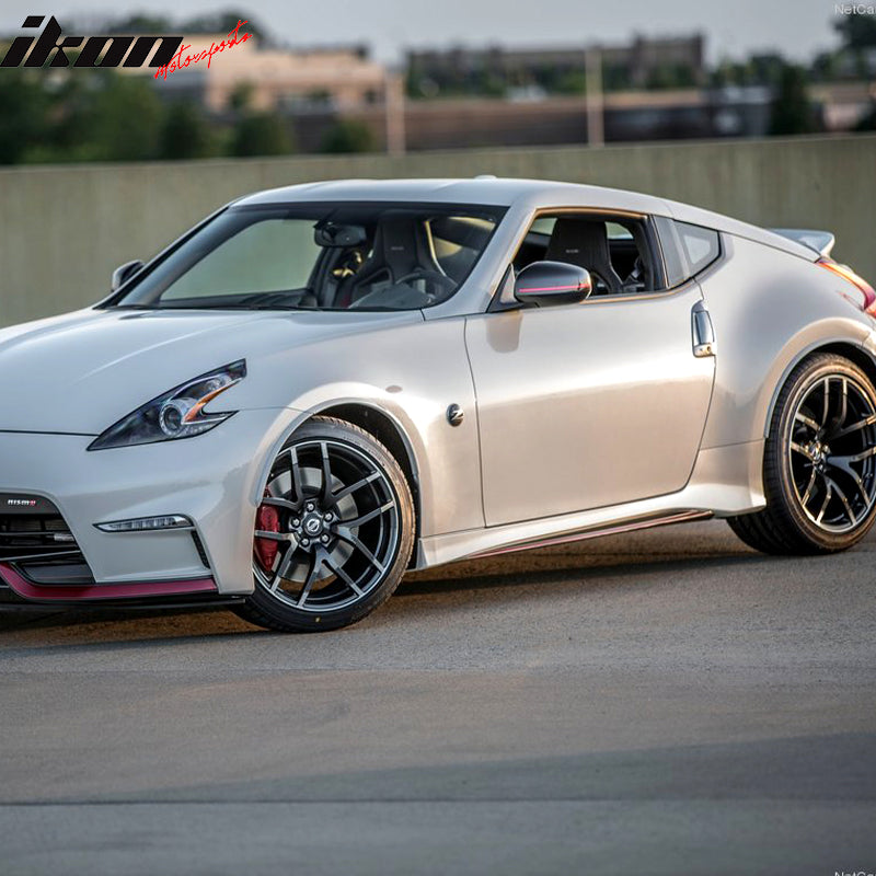 Side Skirts Compatible With 2009-2020 Nissan 370Z, NS Style Unpainted Black PP Side Skirt Extensions 2PC Pair By IKON MOTORSPORTS, 2010 2011 2012 2013 2014 2015 2016 2017