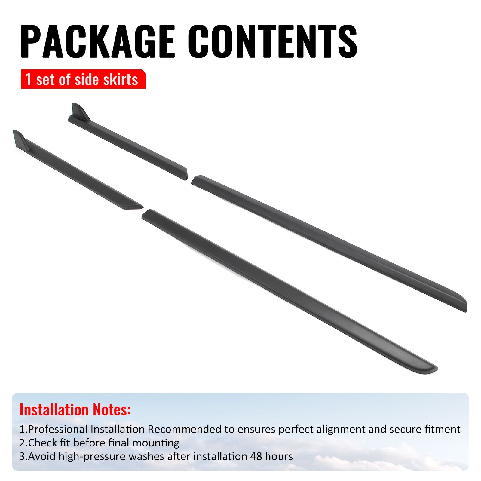 Fits 23-26 Subaru Solterra ST Style Side Skirt Extension Molding ABS Matte Black