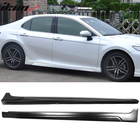 Fits 18-24 Camry IKON Style Side Skirt & Gloss Black Rocker Panel