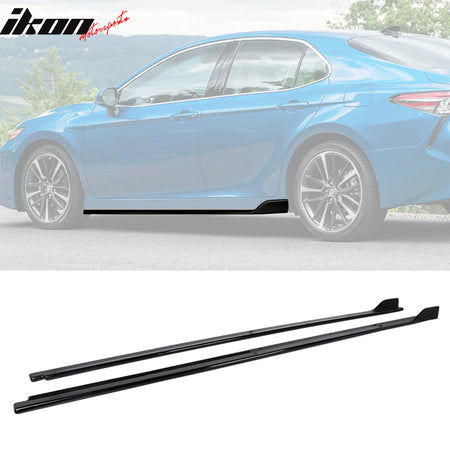 Fits 18-24 Camry IKON Style Side Skirt & Gloss Black Rocker Panel