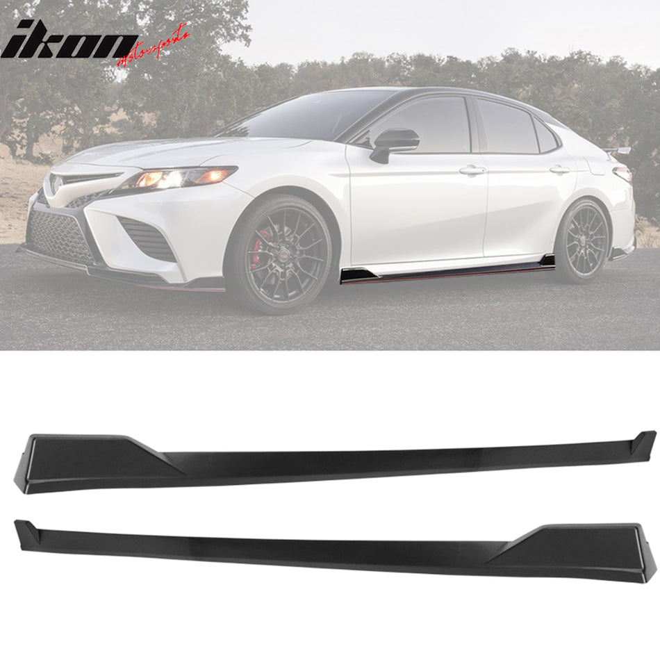 IKON MOTORSPORTS, Side Skirts Compatible With 2018-2022 Toyota Camry, TRD Style PP Side Extensions Line Protector Rocker Panel Splitter Left Right Side