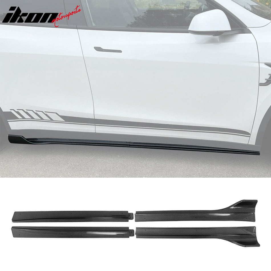 2020-2024 Tesla Model Y V3 Side Skirts Gloss Carbon Fiber Print ABS