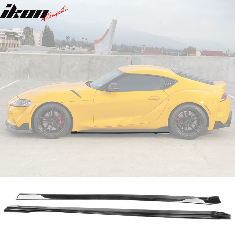 Fits 20-23 Toyota GR Supra A90 IKON Style 2PCS Side Skirts Panel PP Matte Black