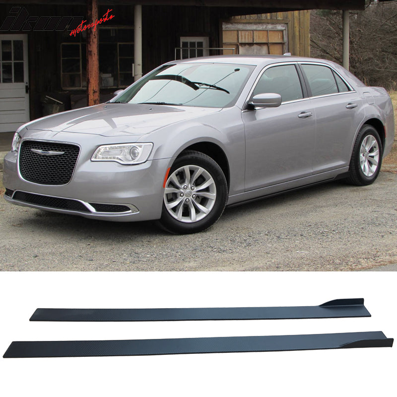 Fits 13-16 Chrysler 300 Carbon Texture Side Skirts Ext Bottom Line