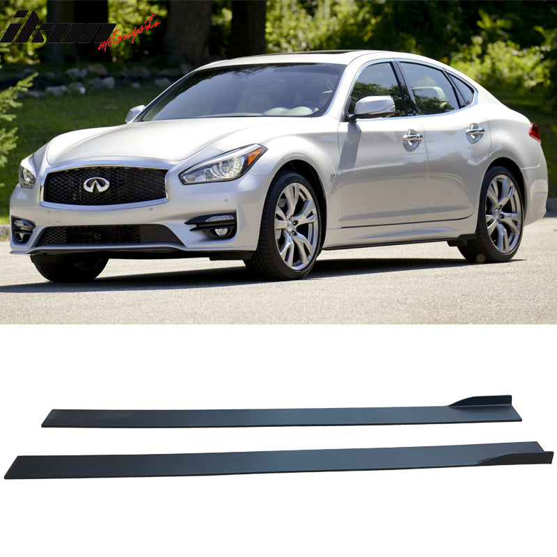 Fits 13infiniti M37S Carbon Texture Side Skirts Ext Bottom Line Pair