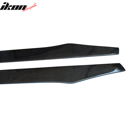 Fits Universal 85.5 In Side Skirt Extension Flat Bottom Line Lip Carbon CF Pair