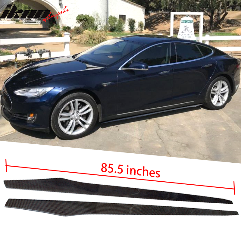 2012-2019 Tesla Model S Flat Bottom Line Lip CF Side Skirt Extension