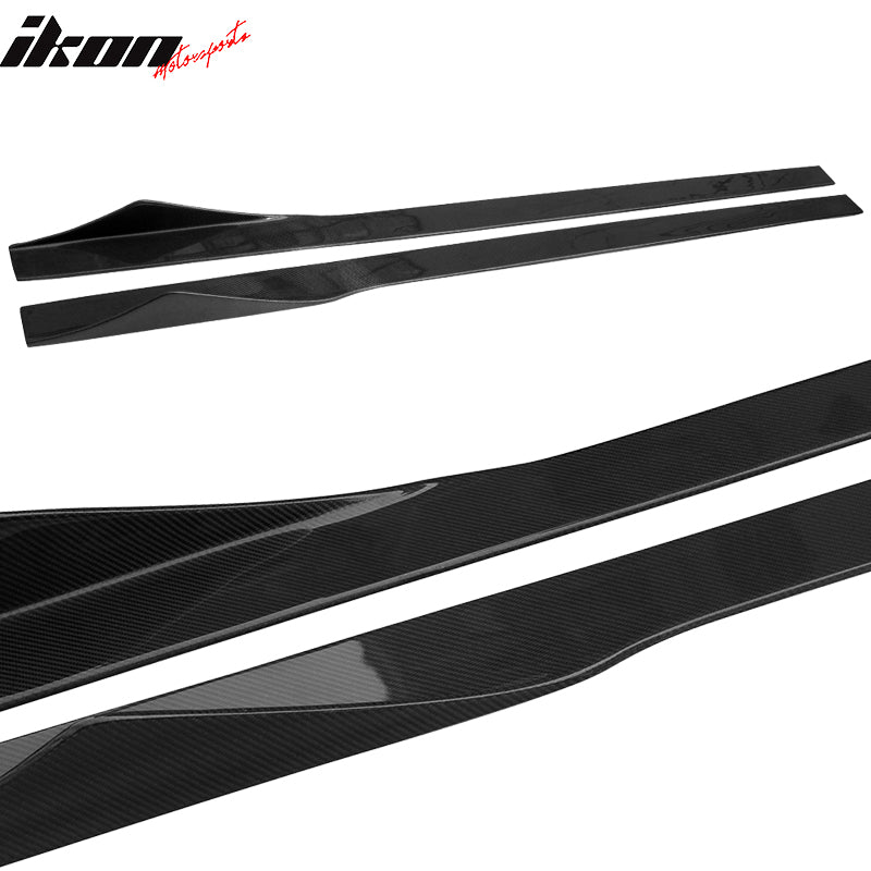Side Skirts Compatible With Universal Vehicles 75 Inches, IKON Style Black CF Sideskirt Rocker Moulding Air Dam Chin Diffuser Bumper Lip Splitter by IKON MOTORSPORTS
