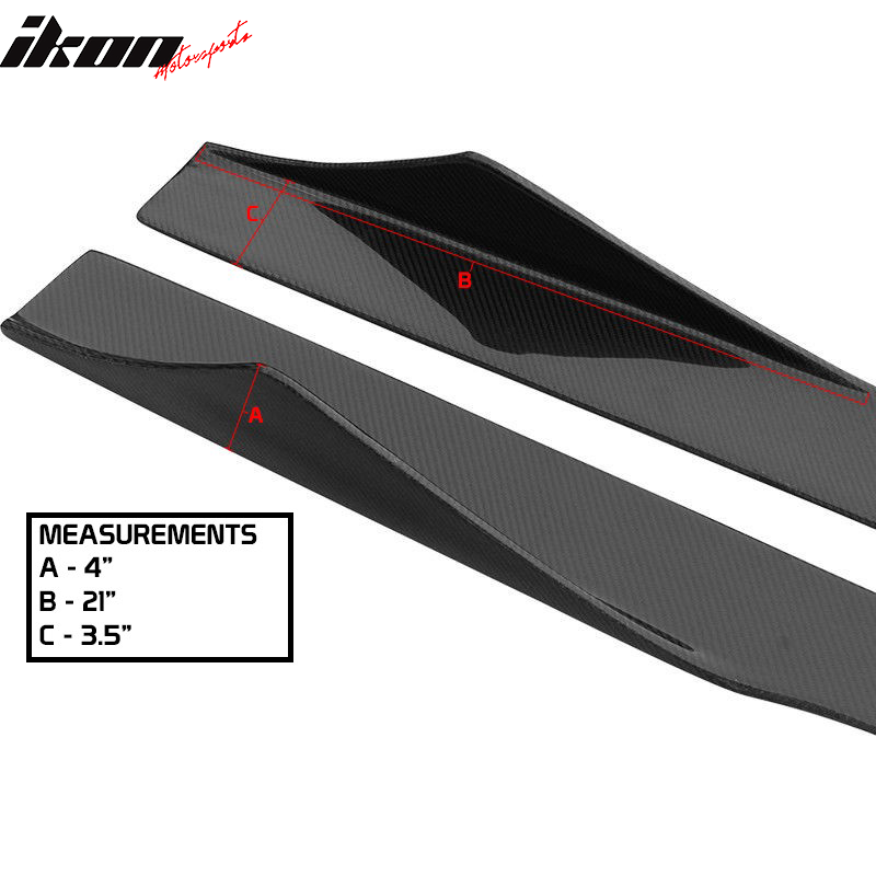 Fits 10-14 Ford Mustang 75" 2PCS Side Skirts Extension Splitter Carbon Fiber CF