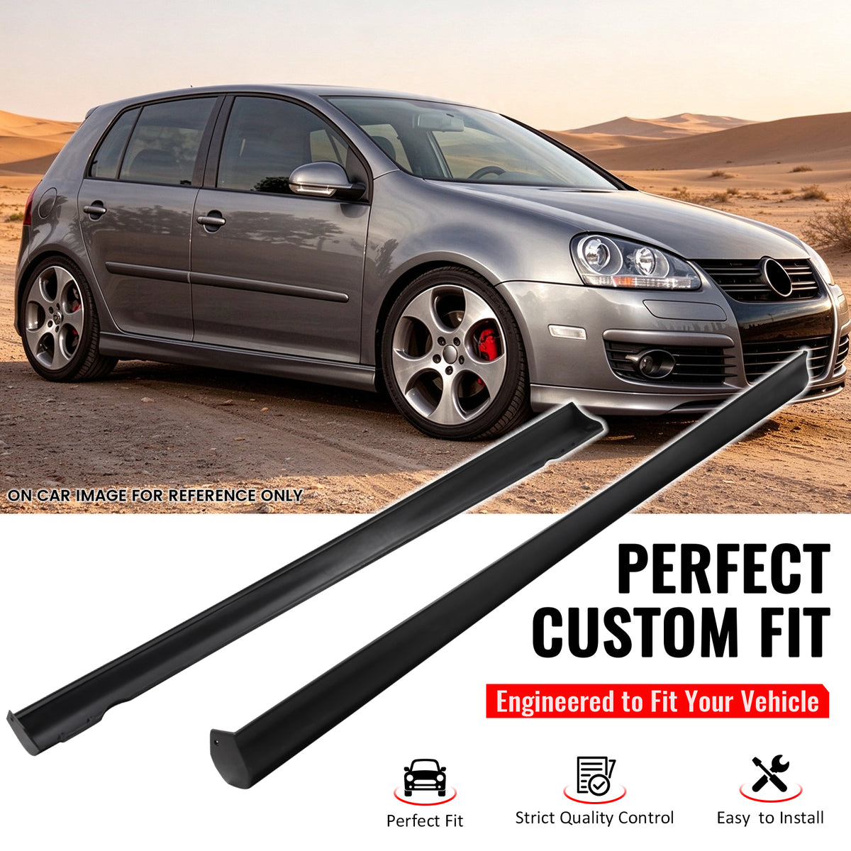 Fit 2006-2009 VW Golf Polyurethane PU Side Skirts V Style Unpainted Pair