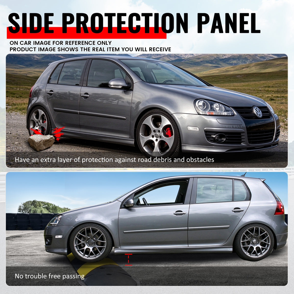 Fits 06-09 VW Golf GTI MK5 V-Style Side Skirts PU
