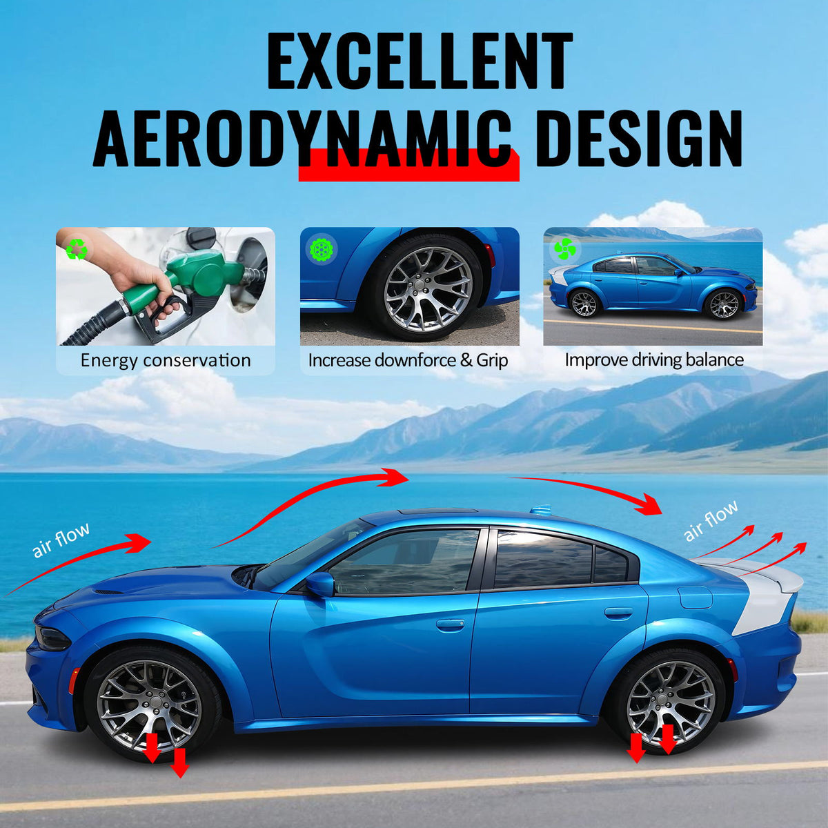 For 23-26 Toyota Prius AR Style Side Skirt Extension Molding Lip ABS Gloss Black