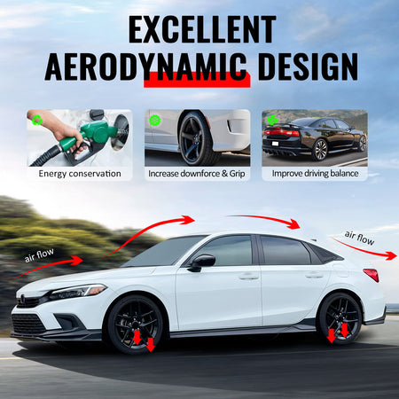 Fits 24-26 Ford Mustang IKON Style Matte Black Side Skirts Extension Lip Add on