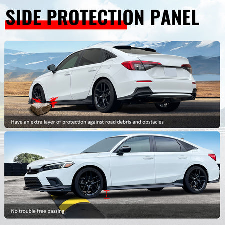 Fits 24-26 Ford Mustang IKON Style Matte Black Side Skirts Extension Lip Add on