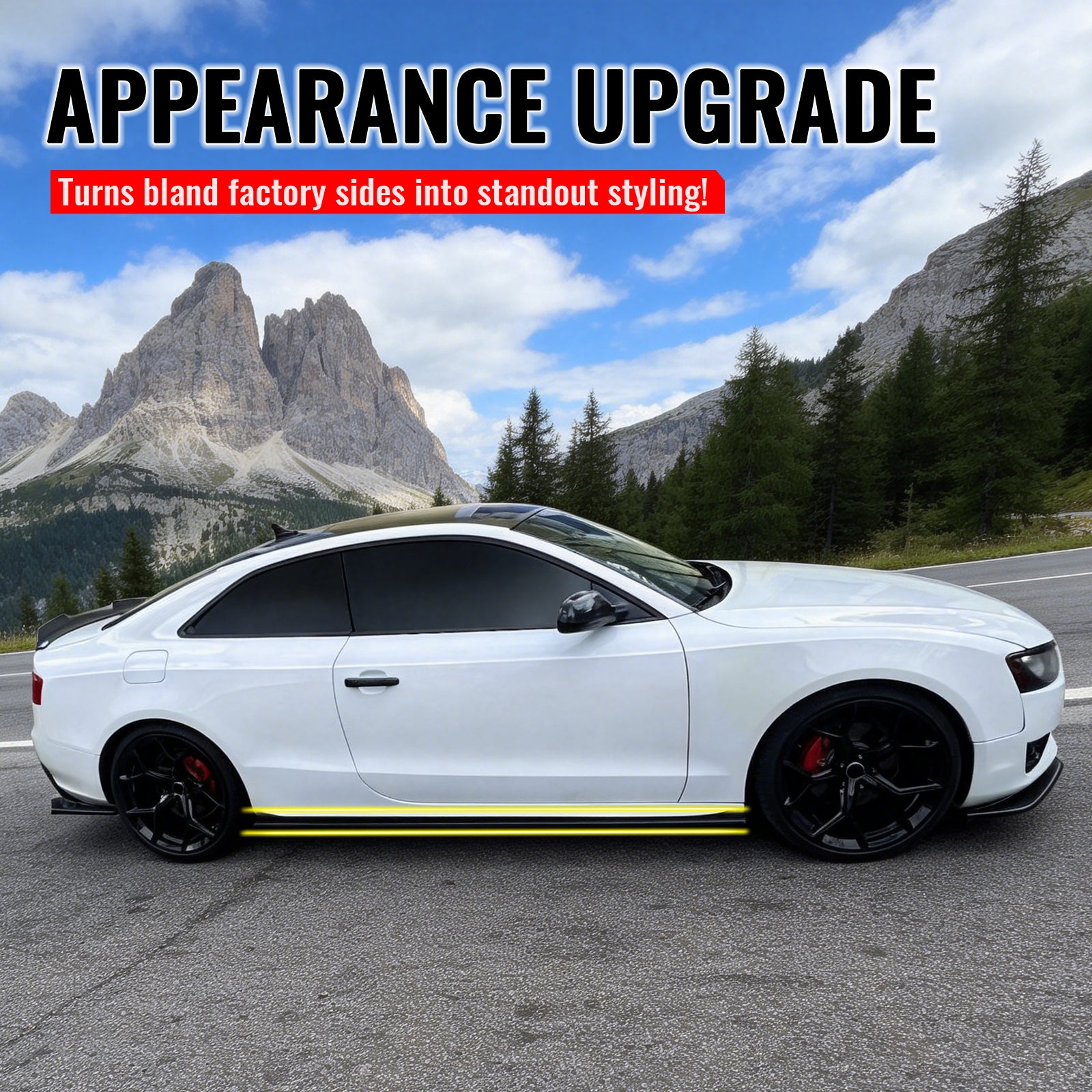 For 08-17 Audi A5 S5 Side Skirts Extension Bottom Line Rocker Panel Unpainted PU