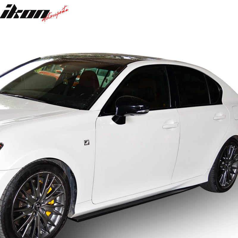 Side Skirts Compatible With 2016-2019 Lexus GS GS F, Sports PP Matte Black Side Skirts Extension Pair By IKON MOTORSPORTS