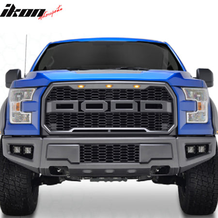 Front Bumper Compatible With 2015-2017 Ford F150, R Style Replacement Cover Assembly Kit Gray by IKON MOTORSPORTS, 2016