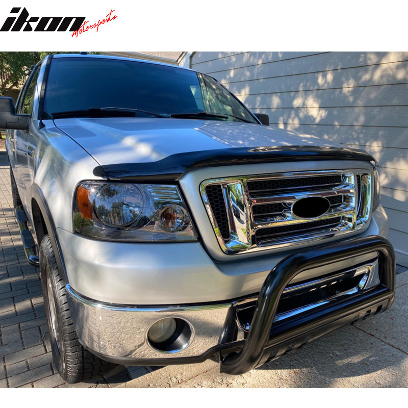 IKON MOTORSPORTS, Bull Bar Compatible With 2004-2022 Ford F150 2003-2017 Expedition 2007-2017 Lincoln MK-LT, Black Front Bumper Grille Guard, 2005 2006 2007 2008 2009 2010 2011 2012 2013 2014 2015