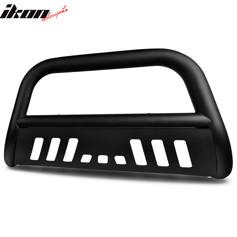 IKON MOTORSPORTS, Bull Bar Compatible With 2007-2016 Toyota Tundra and Sequoia, Black Silver Front Bumper Grille Push Brush Bar Guard, 2008 2009 2010 2011 2012 2013 2014 2015