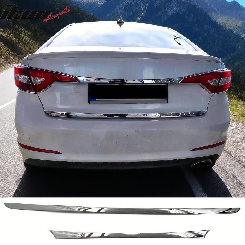 2014-2017 Hyundai Sonata Chrome ABS Rear Trunk Garnish Decorative Trim 2PCS