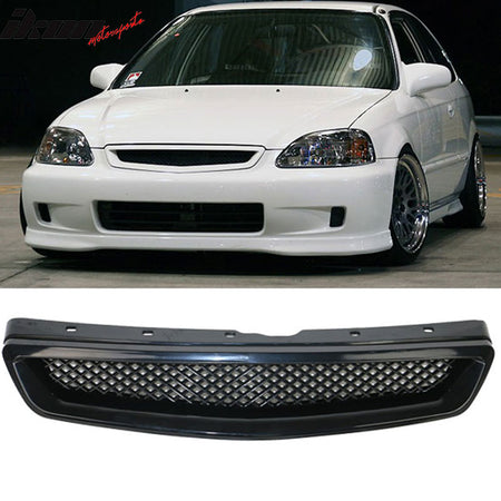 Fits 99-00 Honda Civic 3Dr T-R Front + Rear Bumper Lip + Grille + Window Visor