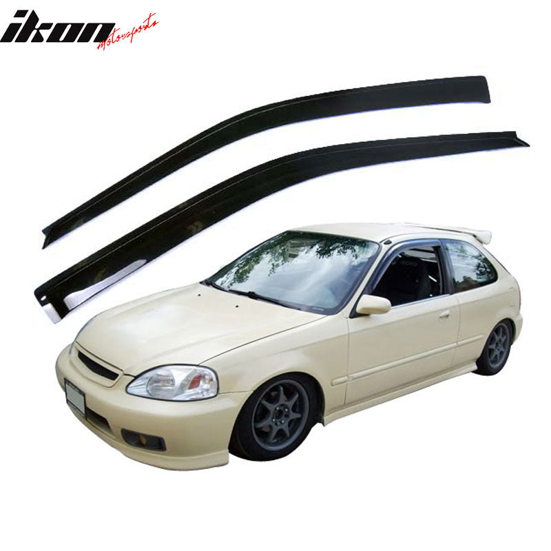 Fits 99-00 Honda Civic 3Dr T-R Front + Rear Bumper Lip + Grille + Window Visor