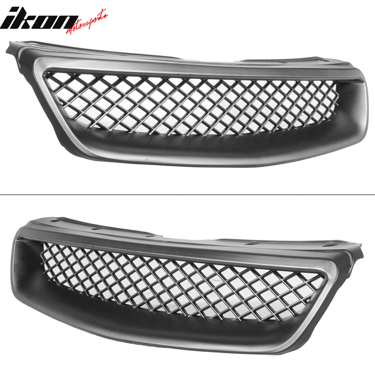 Fit 96-98 Honda Civic Front + Rear Bumper Lip + Front Grille + 4PC Window Visors