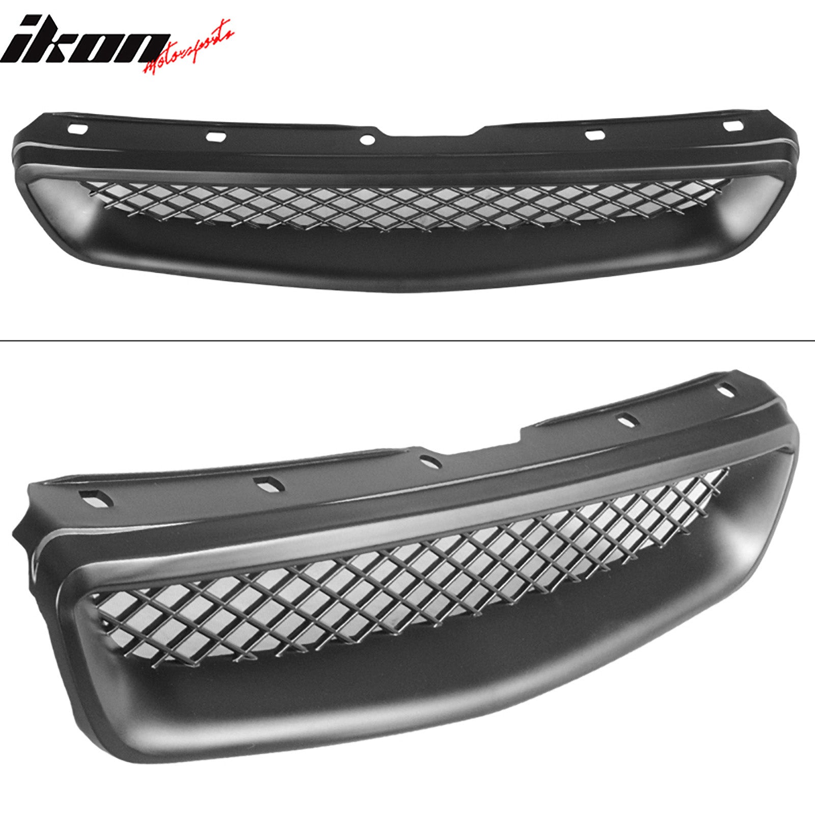 Fit 96-98 Honda Civic Front + Rear Bumper Lip + Front Grille + 4PC Window Visors