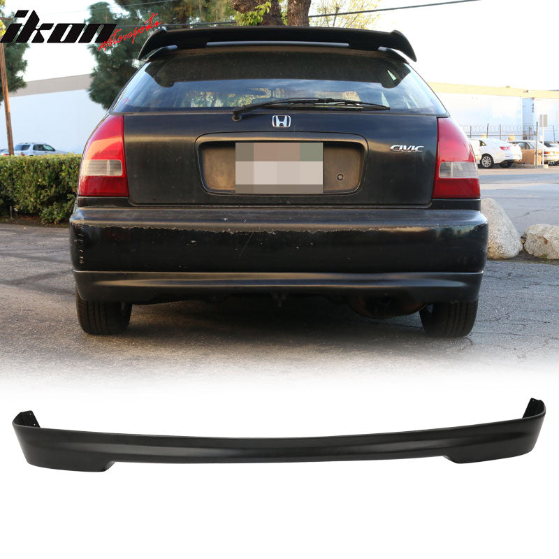 Fits 99-00 Honda Civic EK Front + Rear Bumper Lip Spoiler Unpainted Black PP