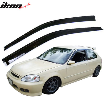 Fits 99-00 Honda Civic Mugen Front Bumper Lip PP + Front Grille + Window Visors