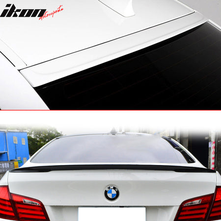 Trunk & Roof Spoiler Compatible With 2011-2016 BMW 5 Series F10 Sedan 4Door, Performance Style 3D Style ABS Plastic Rear Deck Lip Wing by IKON MOTORSPORTS, 2012 2013 2014 2015