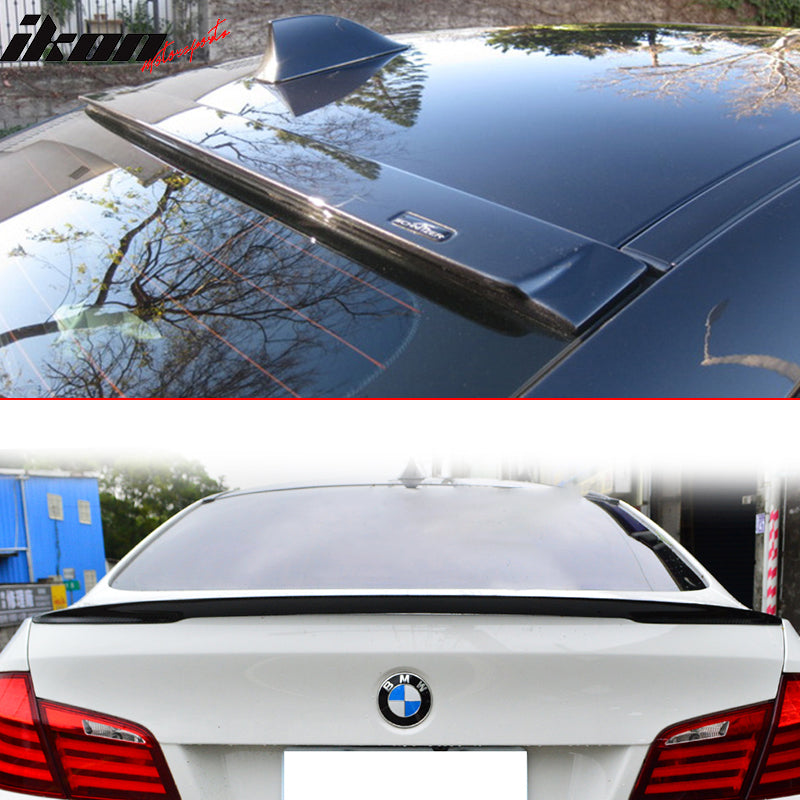 Trunk & Roof Spoiler Compatible With 2011-2016 BMW 5-Series F10 Sedan, Performance Style AC Style ABS Rear Deck Lip Wing by IKON MOTORSPORTS, 2012 2013 2014 2015