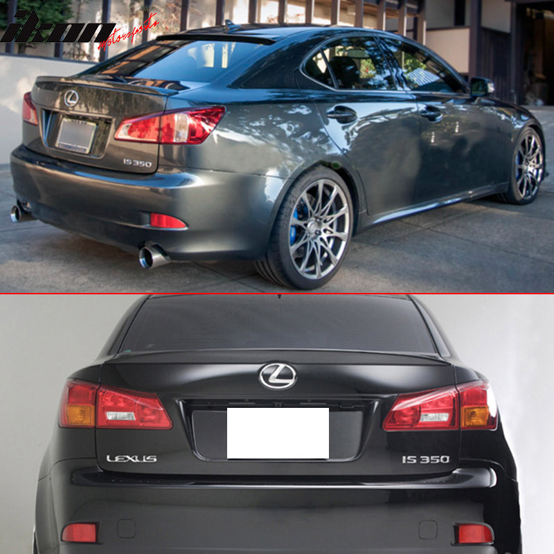 Trunk & Roof Spoiler Compatible With 2006-2013 Lexus IS250 & IS350 & IS-F Sedan & Saloon, Factory Style ABS Rear Deck Lip Wing by IKON MOTORSPORTS, 2007 2008 2009 2010 2011 2012