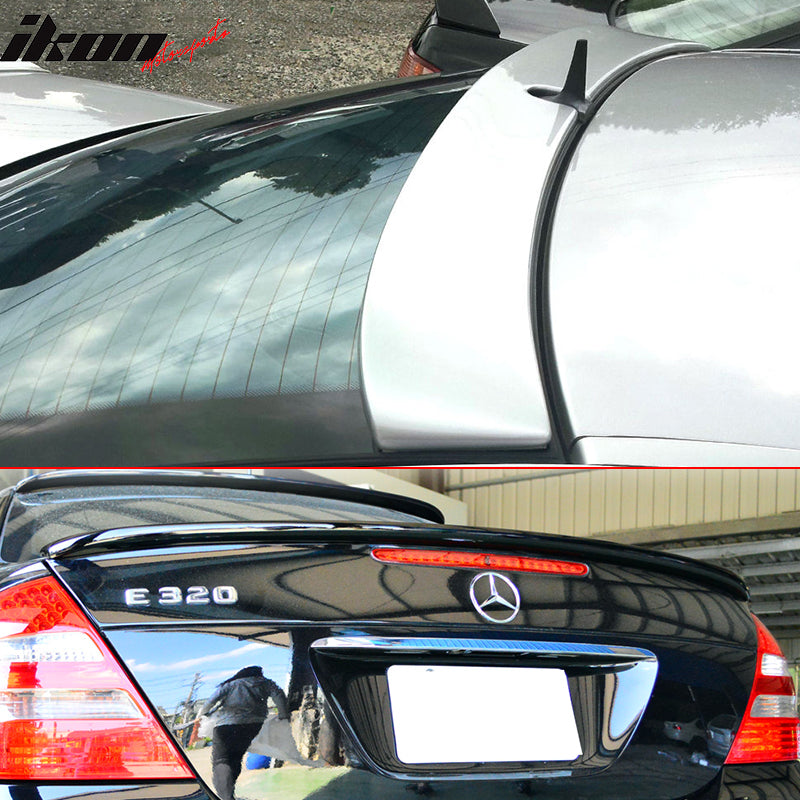 Trunk & Roof Spoiler Compatible With 2003-2005 Mercedes-BENZ E-Class W211 4Door Sedan, AMG Style L Style ABSRear Deck Lip Wing by IKON MOTORSPORTS, 2004